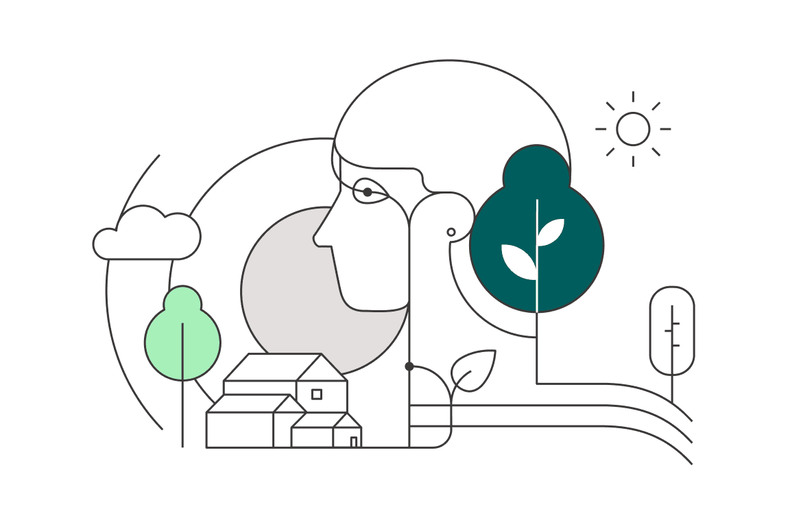 line-style illustration for sustainability